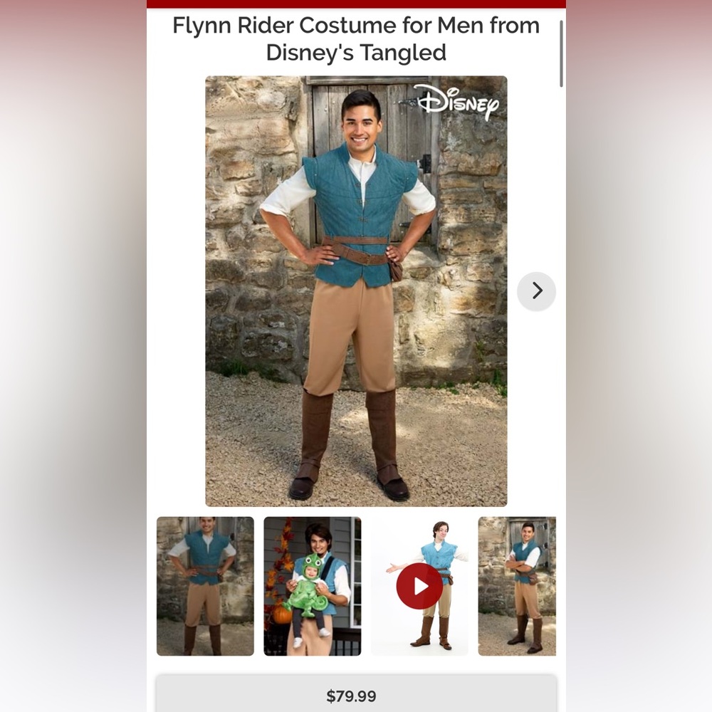 Disney men’s size medium Flynn Rider Halloween Costume